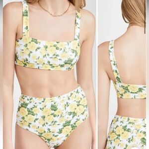 Onia NWT Floral Yellow Bikini Size L